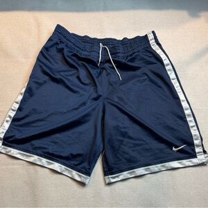 Nike Men's Dark Blue Athletic Shorts with White Trim